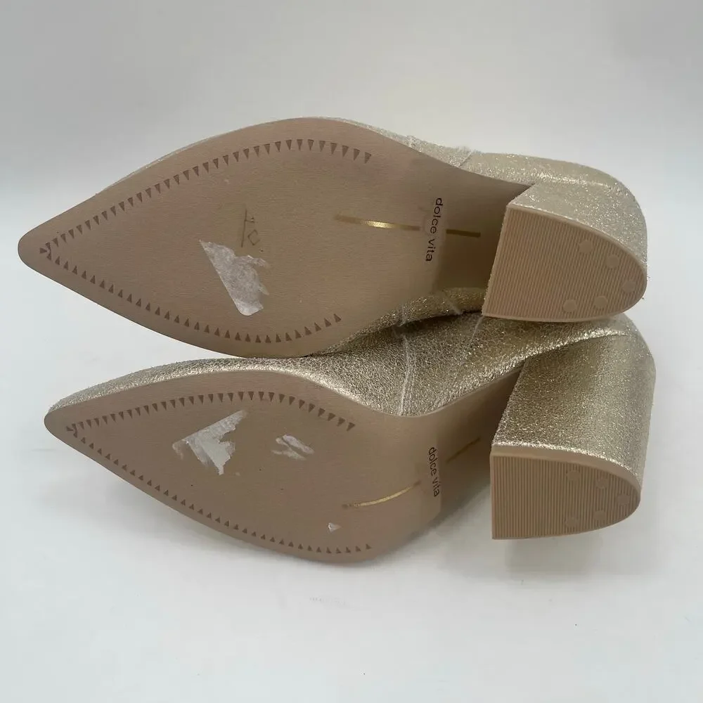 DOLCE VITA Nestly Boots Size 6.5 Gold Metallic Western Cowgirl Cowboy Suede NEW